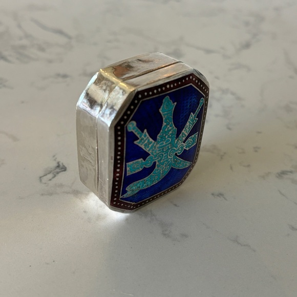 925 sterling silver handmade enamel work trinket box - Picture 3 of 10